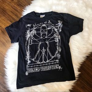 HOMER SIMPSON Graphic Tee Cartoon Black T-Shirt Sz M Funny Shirt Da Vinci